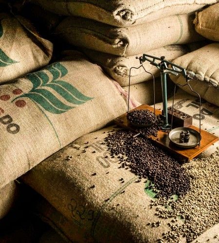 Coffee Bean Sacks Scales of Justice